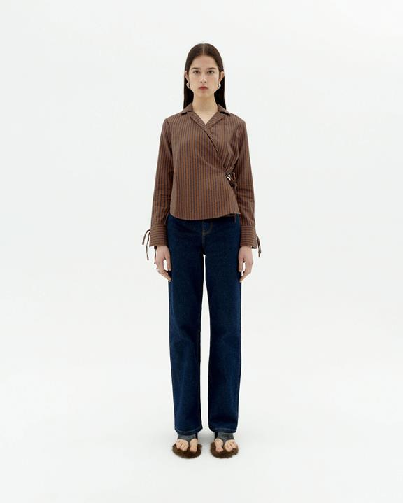 Blouse Lenie Bruin Gestreept from Shop Like You Give a Damn