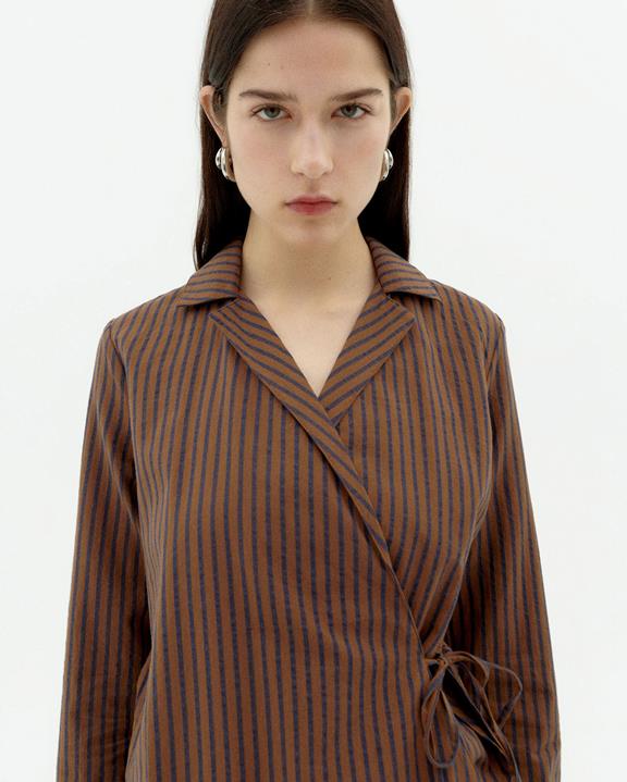 Blouse Lenie Bruin Gestreept from Shop Like You Give a Damn