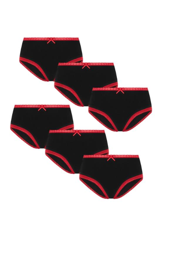 Multipack X6 Slips Hipster Met Kant Zwart/Rood via Shop Like You Give a Damn