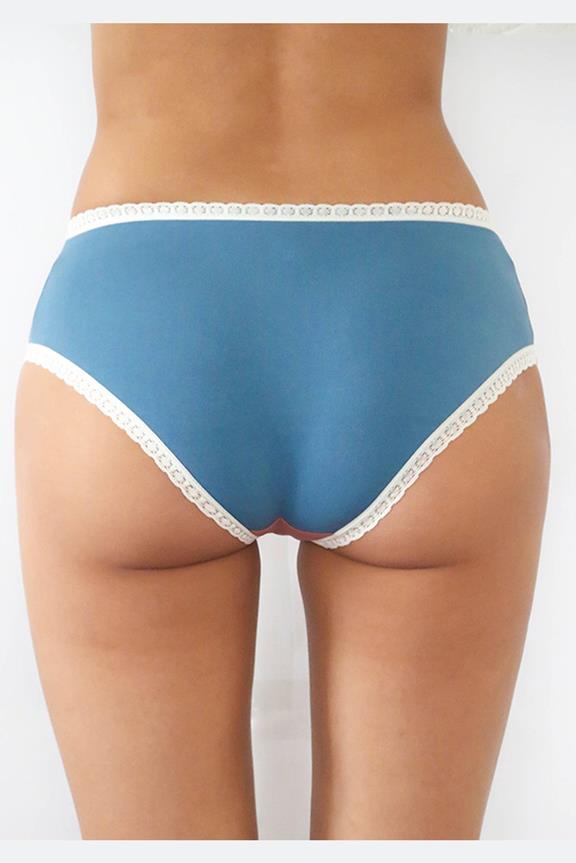 Multipack X6 Slips Hipster Met Kant Denim Blauw/Rood from Shop Like You Give a Damn