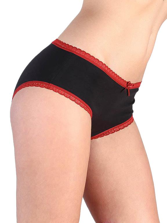 Multipack X4 Slips Hipster Met Kant Zwart/Rood from Shop Like You Give a Damn