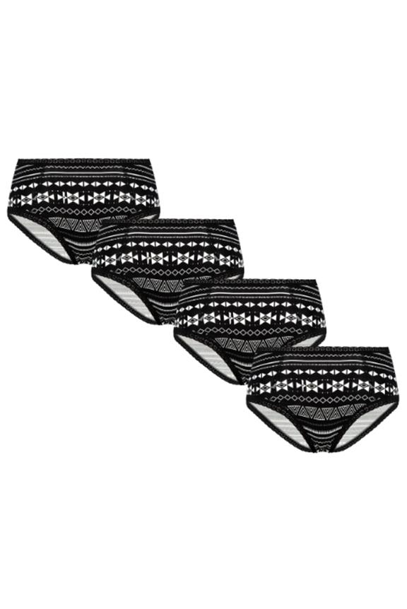 Multipack X4 Slips Hipster Met Kant Geometrisch Zwart & Wit via Shop Like You Give a Damn