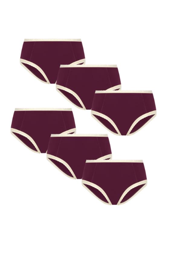 Multipack 6x Slips Hipster Met Kant Aubergine Donkerrood via Shop Like You Give a Damn