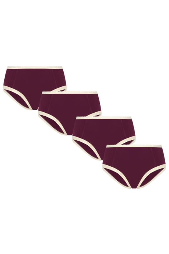 Multipack X4 Slips Hipster Met Kant Aubergine Donkerrood via Shop Like You Give a Damn
