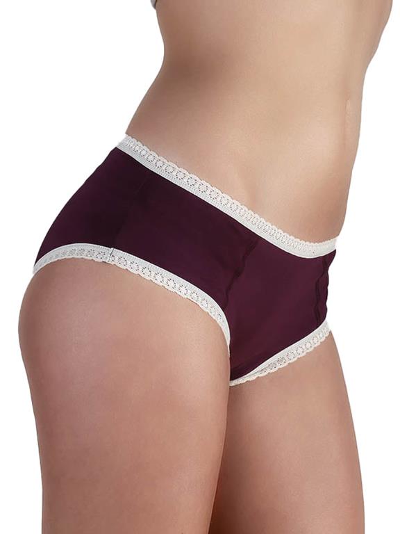 Multipack X4 Slips Hipster Met Kant Aubergine Donkerrood from Shop Like You Give a Damn