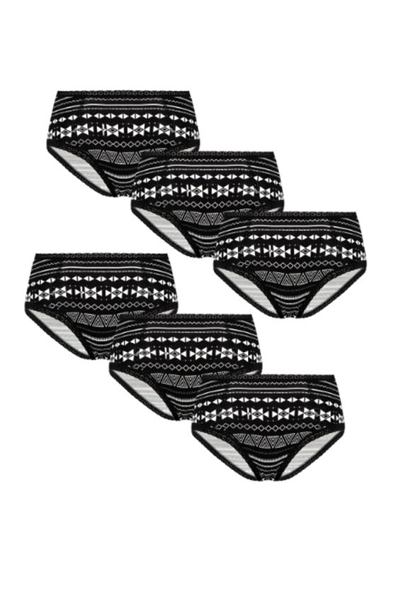Multipack 6x Slips Hipster Met Kant Geometrisch Zwart & Wit via Shop Like You Give a Damn