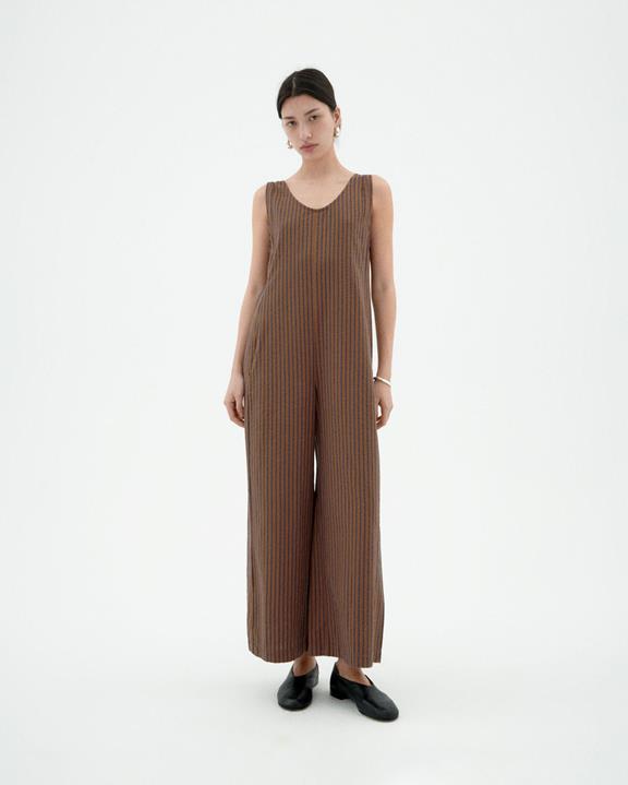 Jumpsuit Los Janis Bruin Gestreept via Shop Like You Give a Damn