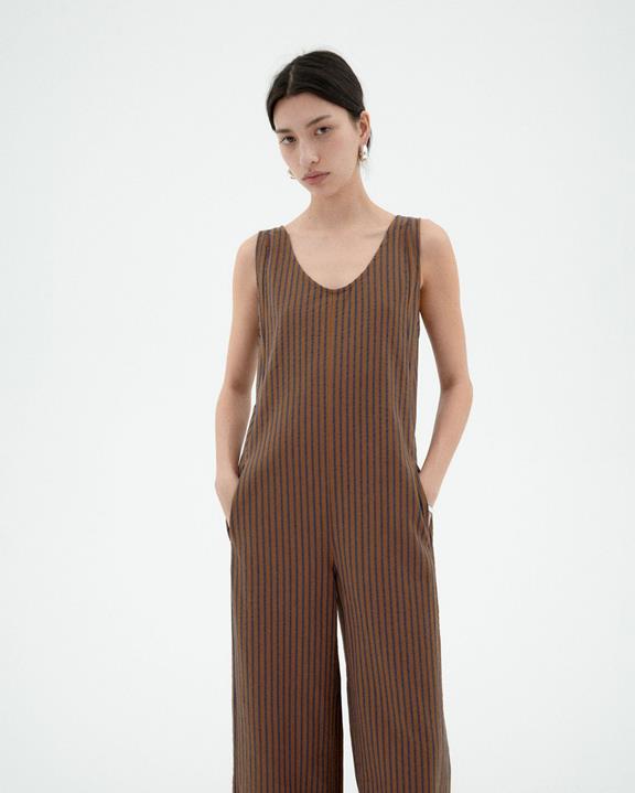 Jumpsuit Los Janis Bruin Gestreept from Shop Like You Give a Damn