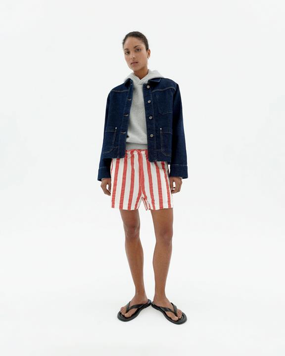 Shorts Seersucker Geranium Gestreept Rood from Shop Like You Give a Damn