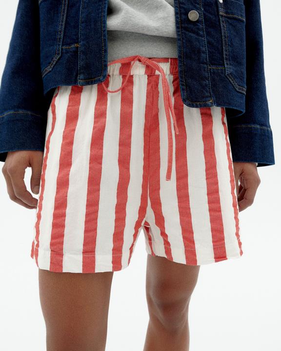 Shorts Seersucker Geranium Gestreept Rood from Shop Like You Give a Damn