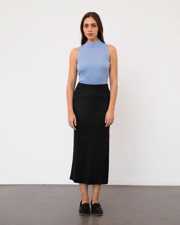 Rok Midi Geribbeld Zwart from Shop Like You Give a Damn