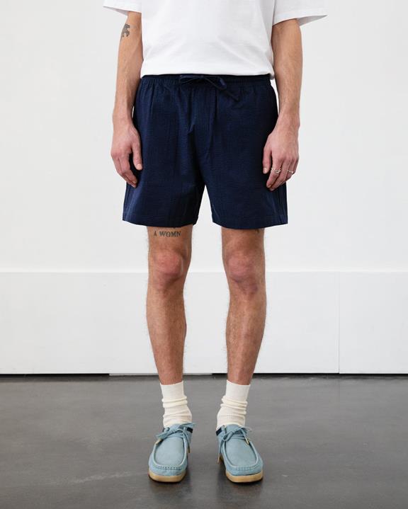 Shorts Seersucker Marineblauw from Shop Like You Give a Damn
