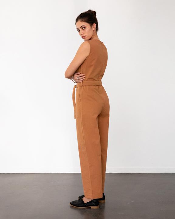Jumpsuit Mouwloos Seersucker Karamel from Shop Like You Give a Damn