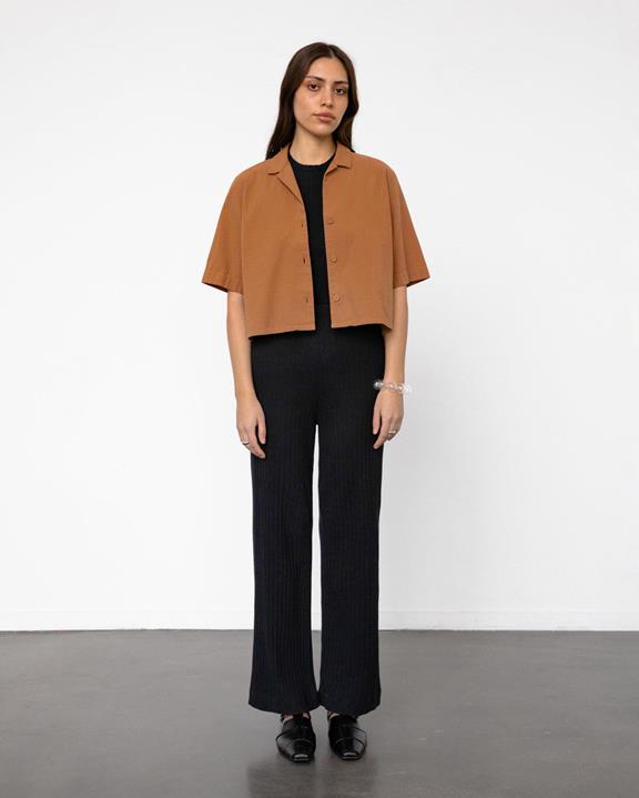 Shirt Cropped Seersucker Bowling Caramel from Shop Like You Give a Damn