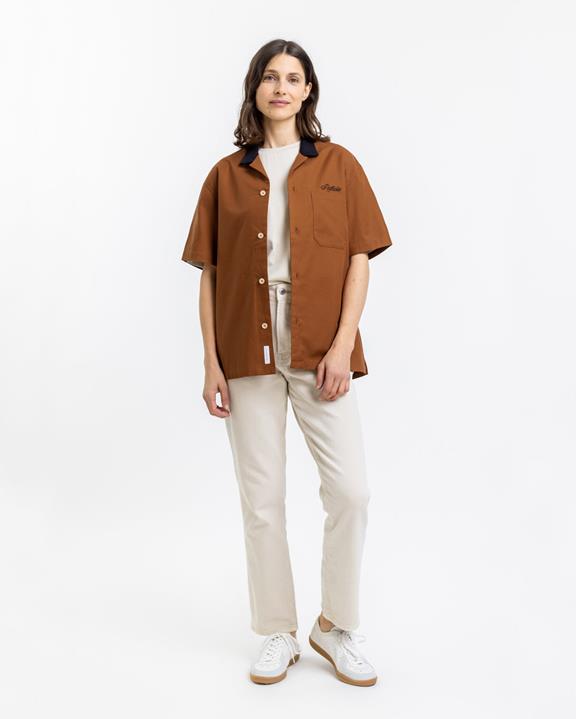Overhemd Bowling Contrastkraag Terracotta from Shop Like You Give a Damn