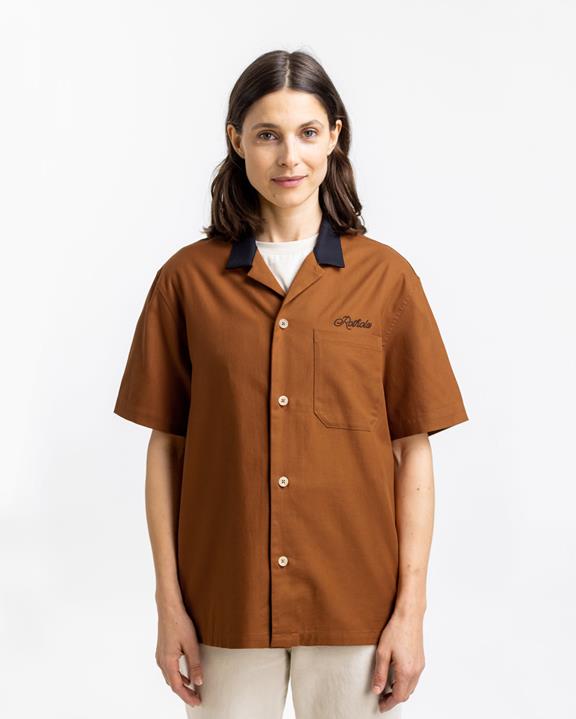 Overhemd Bowling Contrastkraag Terracotta from Shop Like You Give a Damn
