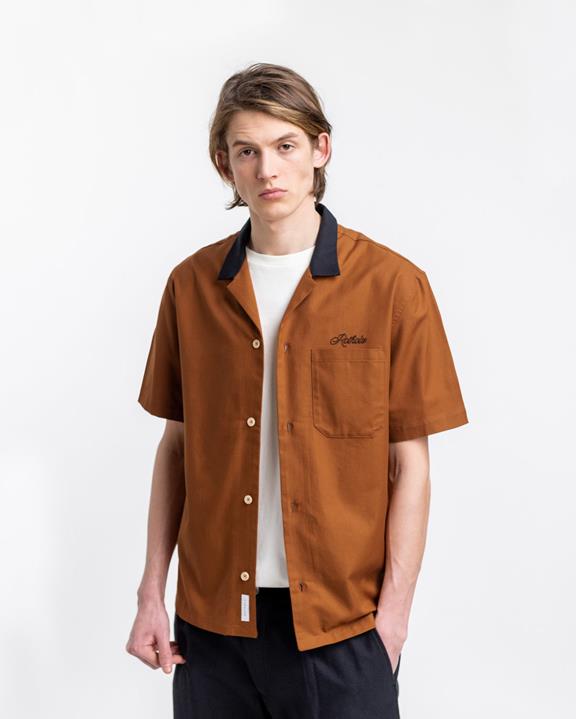 Overhemd Bowling Contrastkraag Terracotta from Shop Like You Give a Damn