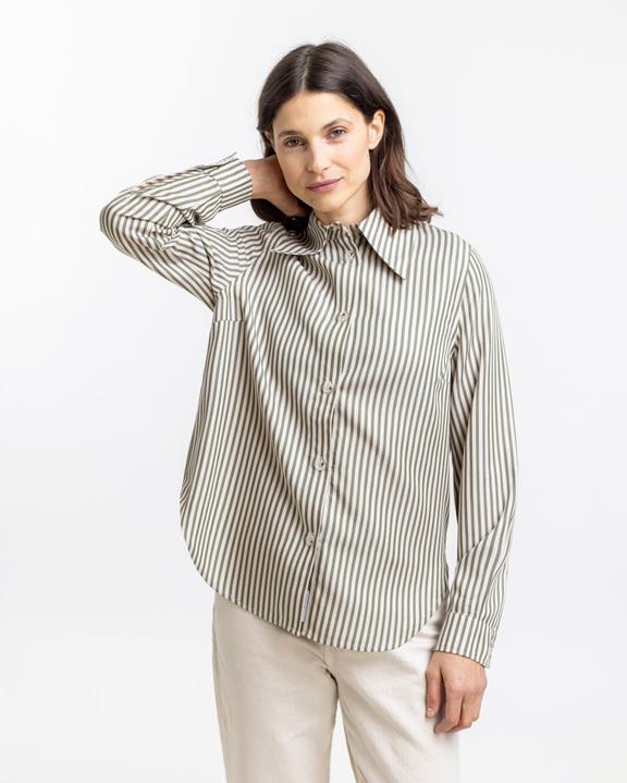 Shirt Olijf Gestreept from Shop Like You Give a Damn