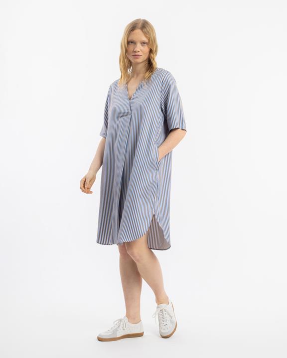 Jurk Kaftan Blauw/Zand Gestreept from Shop Like You Give a Damn