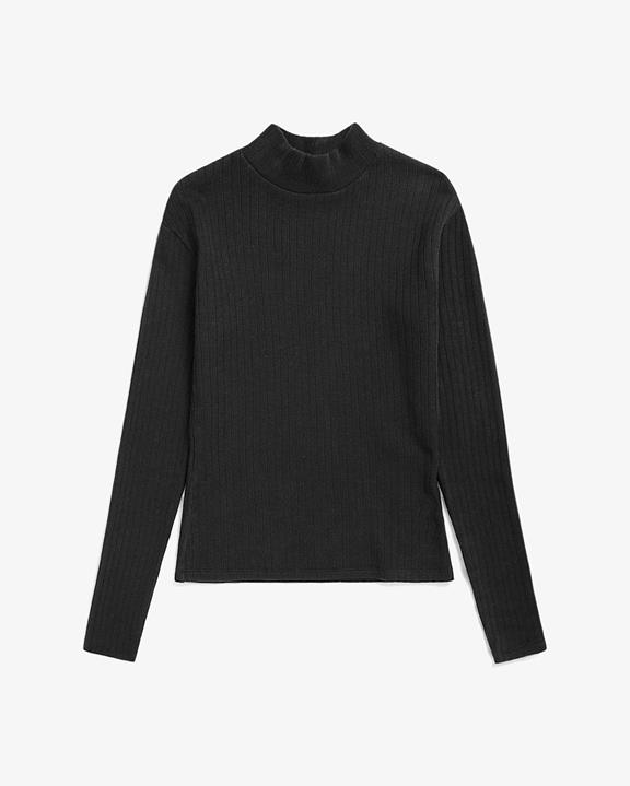 Lange Mouwen Geribbelde Mockneck Zwart via Shop Like You Give a Damn