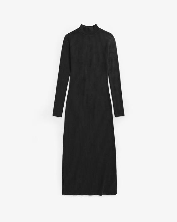 Jurk Geribbelde Mockneck True Black via Shop Like You Give a Damn