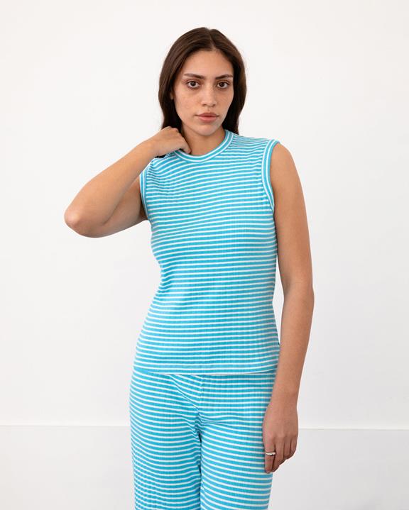 Tanktop Geribbeld Lichtblauw Gestreept from Shop Like You Give a Damn