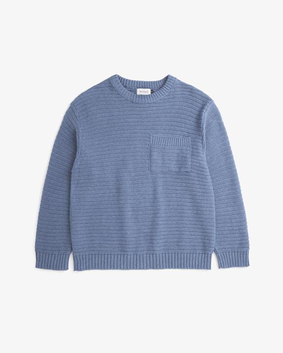 Trui Gebreid Geribbeld Blauw via Shop Like You Give a Damn