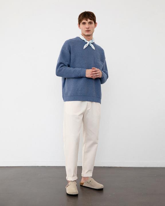 Trui Gebreid Geribbeld Blauw from Shop Like You Give a Damn