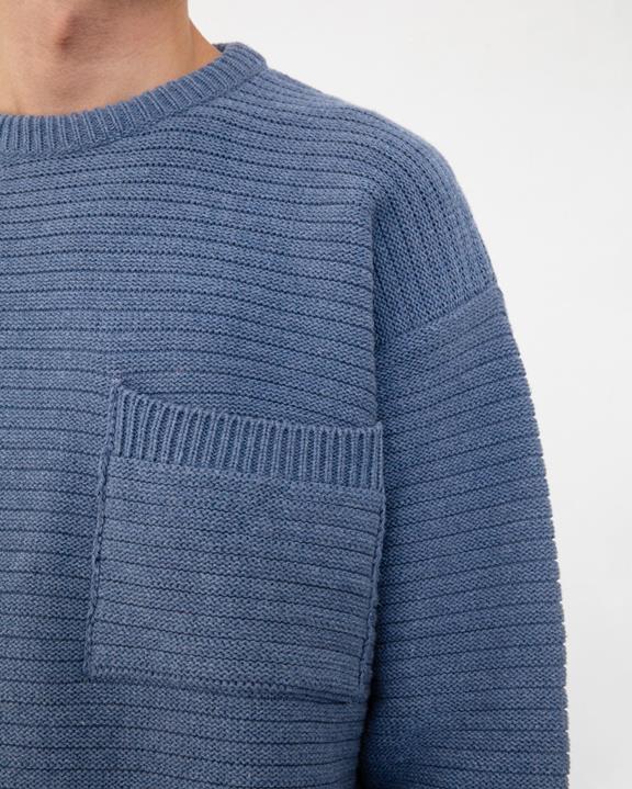 Trui Gebreid Geribbeld Blauw from Shop Like You Give a Damn