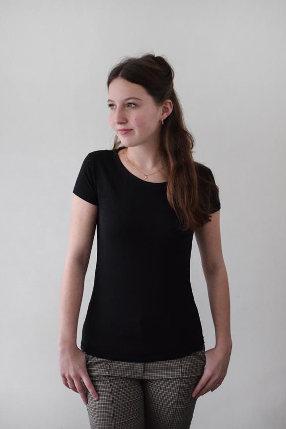 T-Shirt Slim Fit Stretch Zwart 1