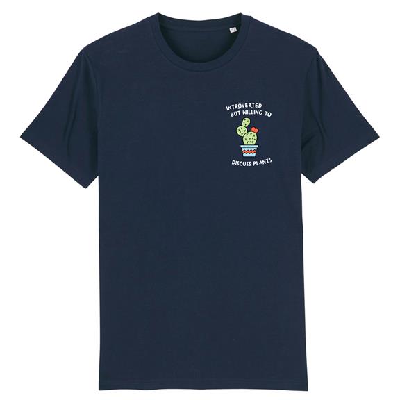 T-Shirt Willing To Discuss Plants Donkerblauw 1
