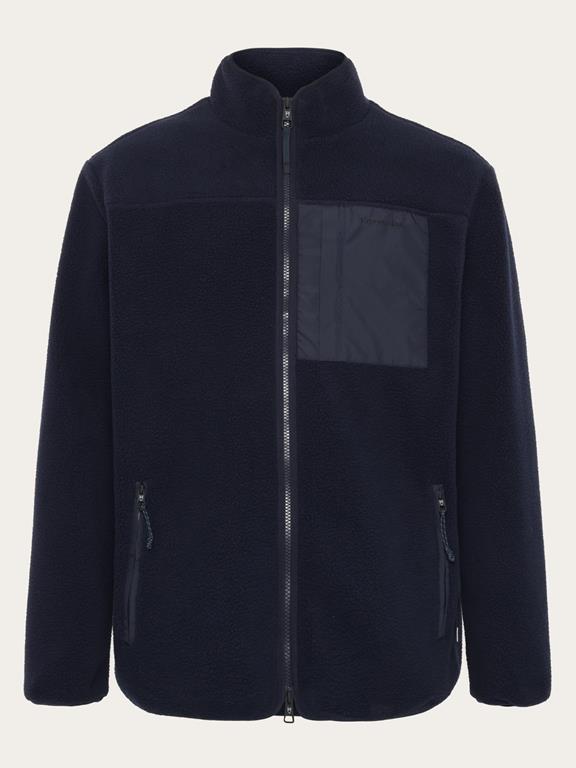 KnowledgeCotton Apparel Zip Jacket Loose Fleece Night Sky Navy