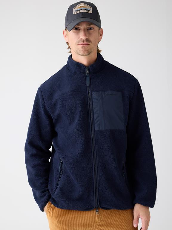 KnowledgeCotton Apparel Zip Jacket Loose Fleece Night Sky Navy