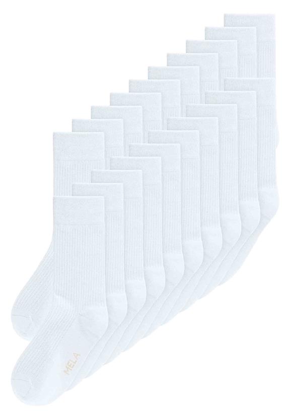 MELA Multipack Van 20 Geribbelde Witte Sokken
