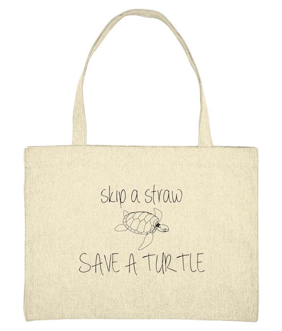 Large Street Tote Bag - Skip A Straw Save A Turtle - Organic 1