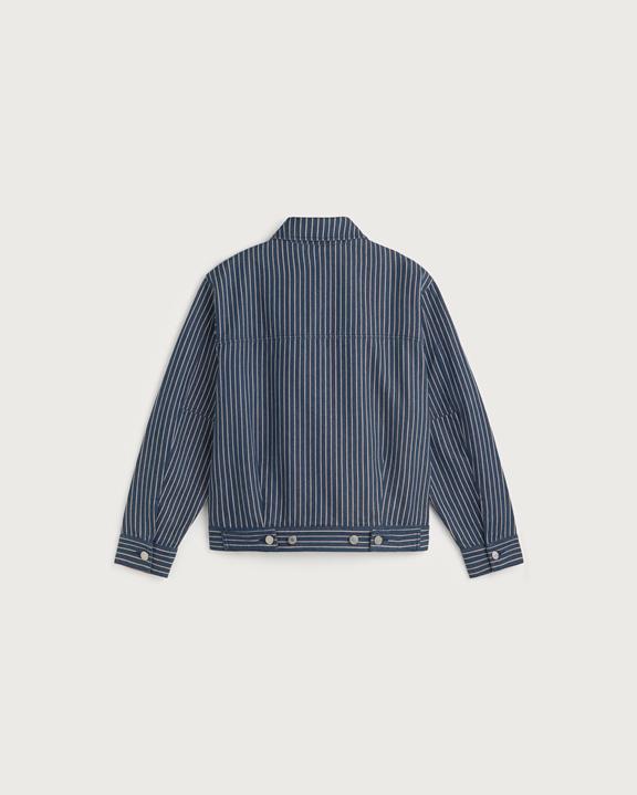 Thinking MU Jacket Boxy Bruno Natural Dye Striped Blue