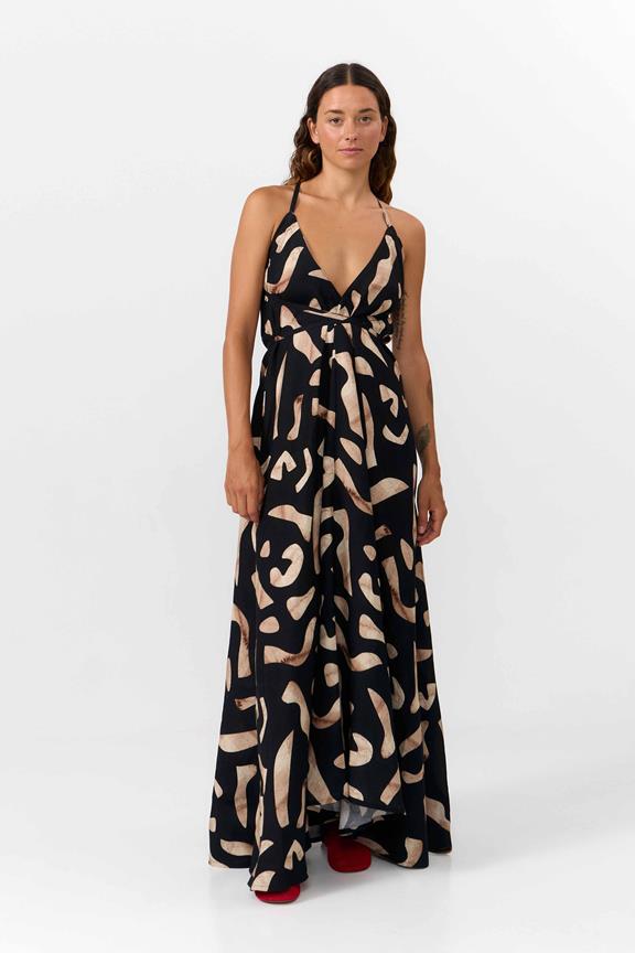 SUITE13LAB Kleid Mp Long Print Stones Schwarz