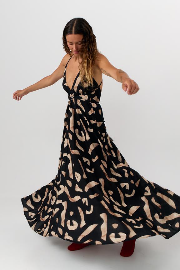 SUITE13LAB Kleid Mp Long Print Stones Schwarz
