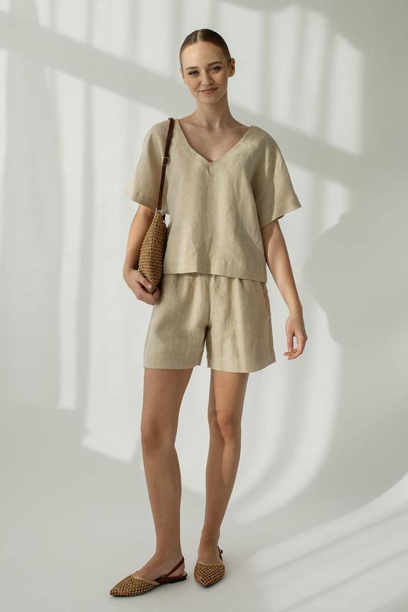 Amber Linen Set Shorts Palma Pale Sand