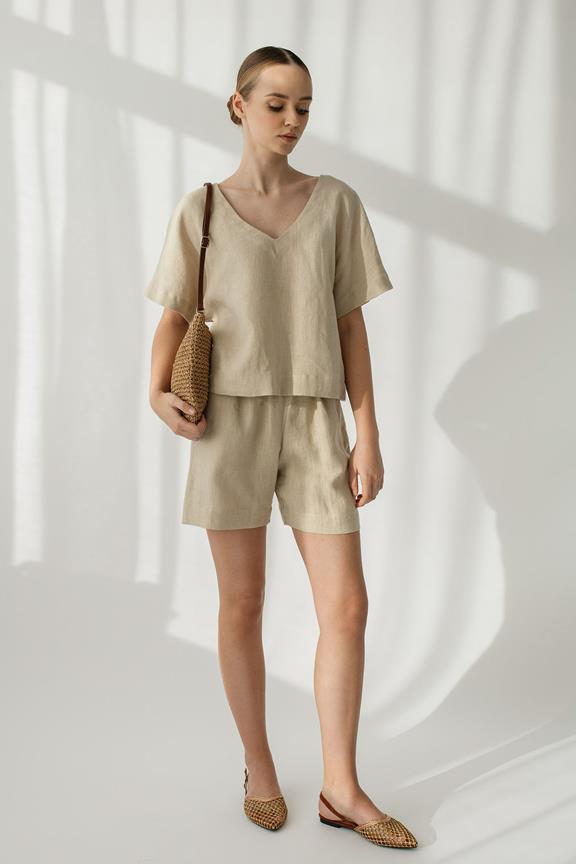 Amber Linen Set Shorts Palma Pale Sand