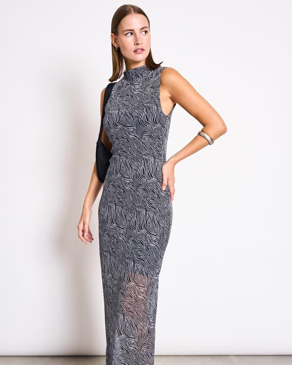 JAN 'N JUNE Maxikleid Mesh Culex Zebra Print