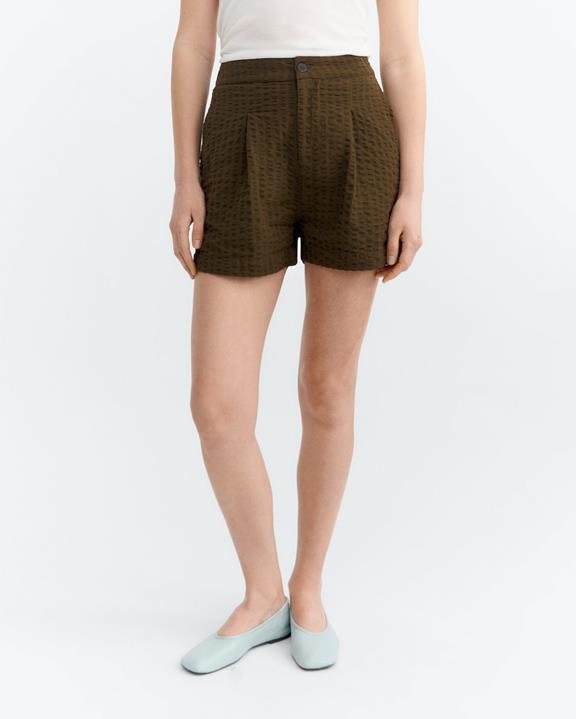 Thinking MU Kurze Hose Narciso Seersucker Braun