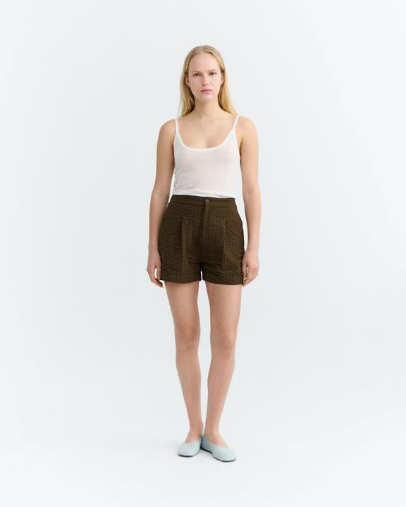 Thinking MU Kurze Hose Narciso Seersucker Braun