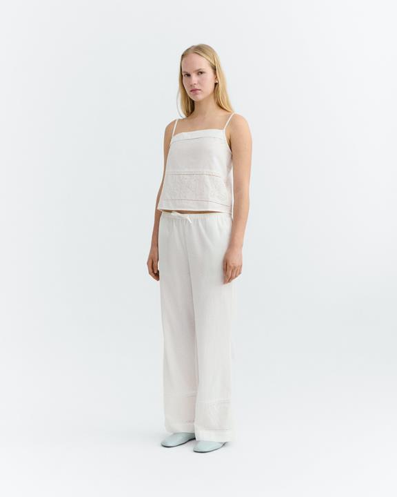 Thinking MU Broek Brigitte Geborduurd Wit