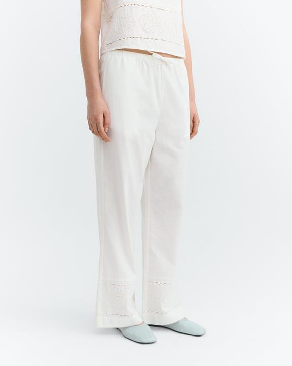 Thinking MU Broek Brigitte Geborduurd Wit