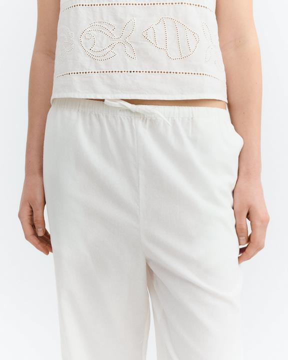 Thinking MU Broek Brigitte Geborduurd Wit