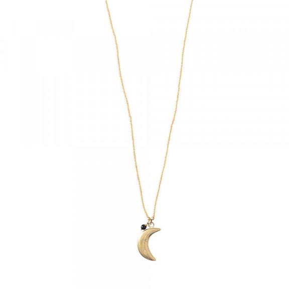 Paradise Black Onyx Moon Gold Necklace 2