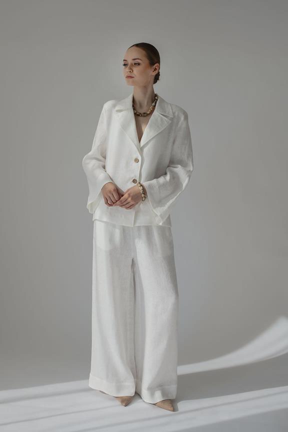 Amber Linen Broek Ida Met Wijde Pijpen Wit