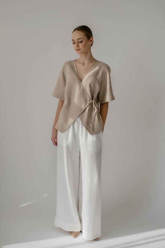 Amber Linen Broek Ida Met Wijde Pijpen Wit