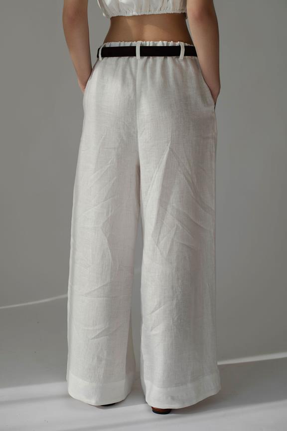 Amber Linen Broek Ida Met Wijde Pijpen Wit